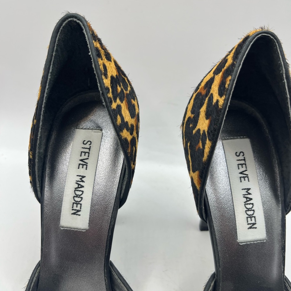 Steve Madden Leopard Print Pony Hair Heels Size 7.5 Pointed Toe With Embellish - Picture 11 of 11